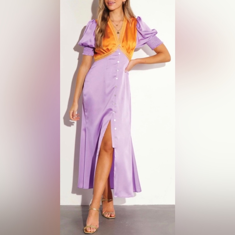 Never Fully Dressed Lindos Dress, Lilac & Orange, sz 10